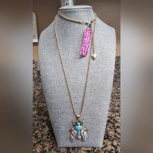 NEW WITH TAGS Betsey Johnson Insect Pendant Necklace 28" Long W/ 3" Extender